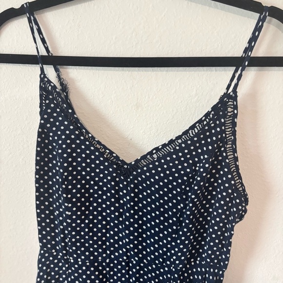 Lulus Navy Polka Dot Slip Dress Size Medium | Spaghetti Strap Midi - Picture 4 of 9